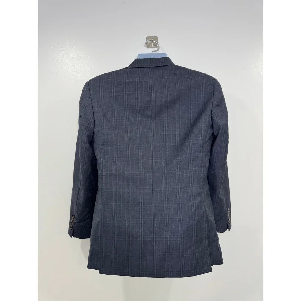 Todd Snyder Mens Blue Plaid Mayfair Fit Wool Blazer Sport Coat 36R